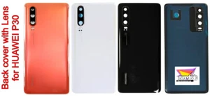 For Huawei P30  Back Rear Door Glass Frame Battery Phone Cover + Camera Lens - Picture 1 of 4