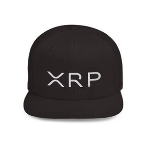 XRP Ripple Crypto Flat Bill Snapback Hat, XRP Cryptocurrency Flat Bill Cap - Picture 1 of 16