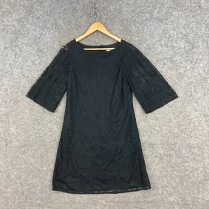 Jigsaw Womens Dress Size 10 Black Lace Half Sleeve Round Neck Lined 42413 - Picture 1 of 12