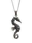 Seahorse 925 Sterling Silver Necklace Pendant Beach Sea Sun 18" Curb Chain & Box