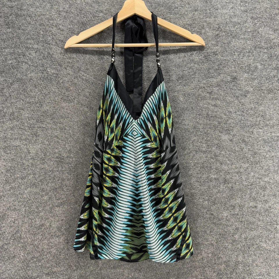 Pullover MixIt Top Mujer S Pequeño Negro Rayas Sin Mangas Halter Cuello Forrado Foto 1 de 4