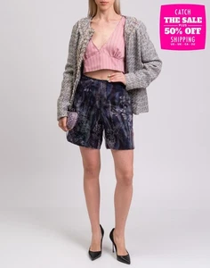 RRP €1115 GIORGIO ARMANI Tulle & Mulberry Silk Shorts IT44 US8 L Made in Italy - Picture 1 of 8