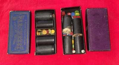 Parcheesi Board Game Boxes Shakers and Pieces Only 1940's - See Photos - Image 1 of 4