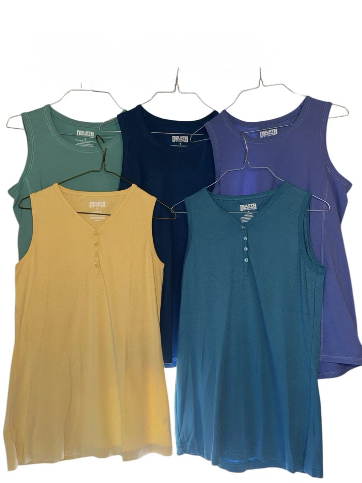 Lote de 5 regatas femininas DULUTH Trading Co com zíper bolso lateral botão Henley - Imagem 1 de 4