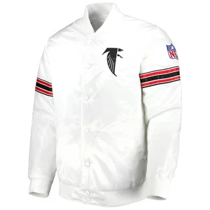 Weiß/rote NFL Atlanta Falcons Satin Jacke alle Größen für Herren Damen & Kinder - Bild 1 von 7