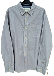Fat Face Shirt Mens Long Sleeved Striped Blue/Grey (Size Large L 100% Cotton) - Picture 1 of 24