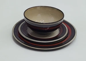 Gibson Elite Everston 12 Piece Double Ring Design Dinnerware Set Red - Picture 1 of 16