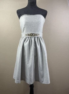 Banana Republic Womens Size 6 Gray Wool Blend Strapless Dress Jewel Belt - Picture 1 of 15