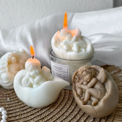 Molde para velas de bebé ángel 3D molde de cera de jabón molde de silicona para hacer velas Foto 1 de 4