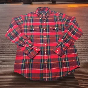 Ralph Lauren Polo Flanell Hemd Herren L Langarm Knopfleiste kariert rot blau - Bild 1 von 6