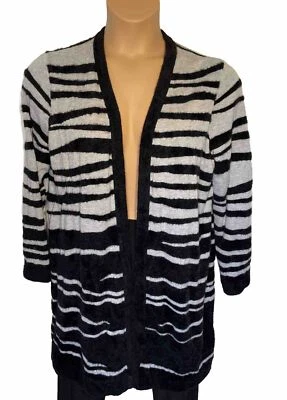 Chicos Cárdigan Plumero Gris Negro Rayas Chicos Talla 2 = Talla 12 Foto 1 de 4