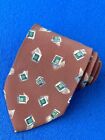 Authentic IM ISSEY MIYAKE Abstract Plaids Design On Brown 100% Silk Necktie Tie