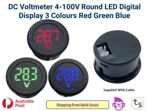 DC Voltmeter 4-100V Round LED Digital Display - Picture 1 of 8