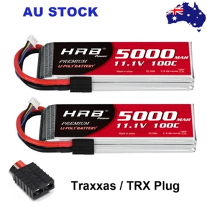 2pcs HRB 5000mAh 11.1V 3S 100C TRX LiPo Battery for RC Drone Truck Airplane Car - Picture 1 of 6