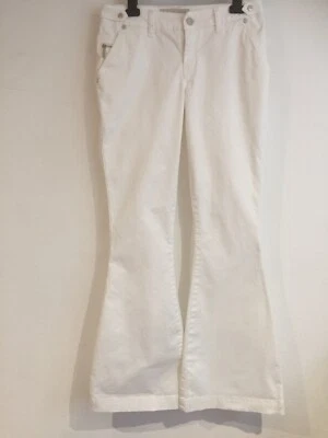 Ladies Trousers Size 8 White KAREN MILLEN Flares Pockets Stretch - Image 1 of 4
