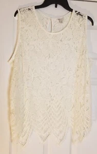 Cato Übergröße 3x 22/24 Optik weiß Spitze Sommer Top Boho Hippie Schlüsselloch Ausschnitt - Bild 1 von 6