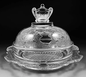 RARE Beaver Falls Glass Company EAPG Twinkle Phlox Canada Round Butter Dish 1881 - Bild 1 von 8