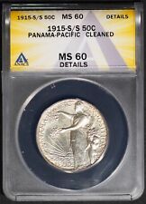 1915-S 50c Silver Panama-Pacific Half-dollar MS 60 Clean ANACS # 7667053 + Bonus