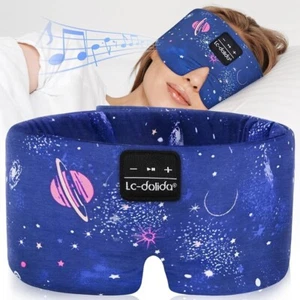 Bluetooth Schlafmaske mit Kopfhörer, Handgefertigte Verbreiterte Seide Bluetooth Schlafmaske - Bild 1 von 7