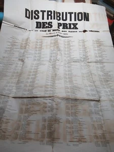 GRANDE AFFICHE "DISTRIBUTION DES PRIX ELEVES COLLEGE DE MEAUX" 1865 MARNE - Picture 1 of 6