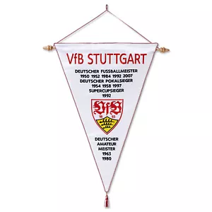 VfB Stuttgart Satinwimpel Wimpel Fußball Verein Erfolge Vereinsfarben weiß rot - Bild 1 von 2