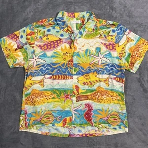 Vtg 80s 90s Jams World Rayon Hawaiian Fish Sea Abstract Art Print SHIRT Xxl 2xl - Picture 1 of 5