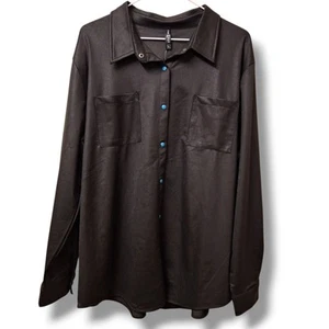 Two 2 Fly Kunstleder Lux Damen XL Langarm Shirt Türkis Perlen Druckknopf - Bild 1 von 8