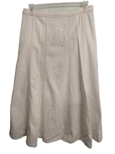 Massimo Dutti Winter weiß lang Denim Flair Rock mit Steppnähten 12 Neu mit Etikett $ 119 - Bild 1 von 13