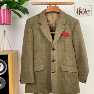 HOLDEN (40S) Handmade Windowpane Wool TWEED Sport Coat Jacket Hacking Shooting - Picture 1 of 16