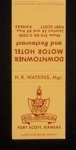 Fort Scott Downtowner Motor Hotel & Restaurant anni '60 H. R. Watkins Fort Scott KS - Foto 1 di 2