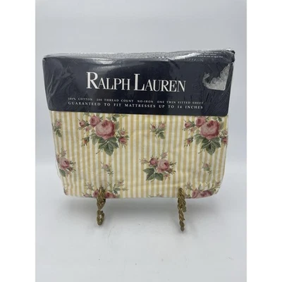 Nuevo De Colección Ralph Lauren Sophie Brooke Amarillo Floral Rayas Doble Sábana Ajustable Nuevo de Lote Antiguo Foto 1 de 4