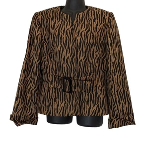 Liz Claiborne Suits Jungle Tiger Animal Print Career Blazer Jacket Size 8 - Picture 1 of 7