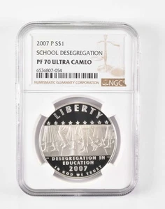 PF70 2007-P Commemorative Silver $1 School Desegregation NGC Brown Label *7447 - Picture 1 of 5