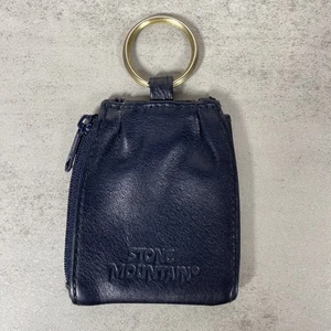Vintage Stone Mountain blau Leder Geldbörse Etui Schlüsselring - Bild 1 von 3