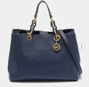 Michael Kors Navy Blue Leather Cynthia Tote - Picture 1 of 20