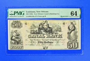 1850's $50 Canal Bank of Louisiana at New Orleans Obsolete PMG 64 Choice Unc - Bild 1 von 2