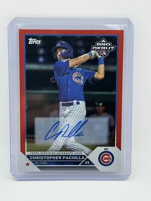 2023 Topps Pro Debut Christopher Paciolla Autograph Red Parallel /10 Cubs - Image 1 of 2