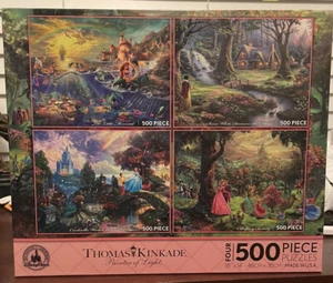 Thomas Kinkade Disney Parks Princesses 4-in-1 500 Piece Jigsaw Puzzle Ariel Snow - Picture 1 of 4