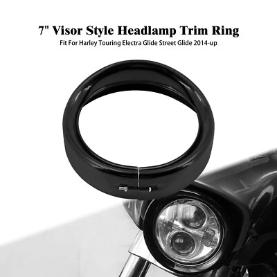 Anillo de ajuste de faros visera negro de 7" para Harley Touring FLHT 14-23 Road King 94-24 Foto 1 de 4