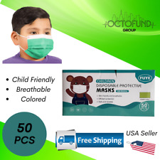 50 PCS Kids Disposable & Comfortable Protective 3Ply Light Green Face Mask 
