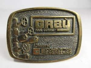 Hebilla de cinturón de colección Gray Tool Company 1978 latón macizo ingeniería de combustión BTS - Imagen 1 de 5