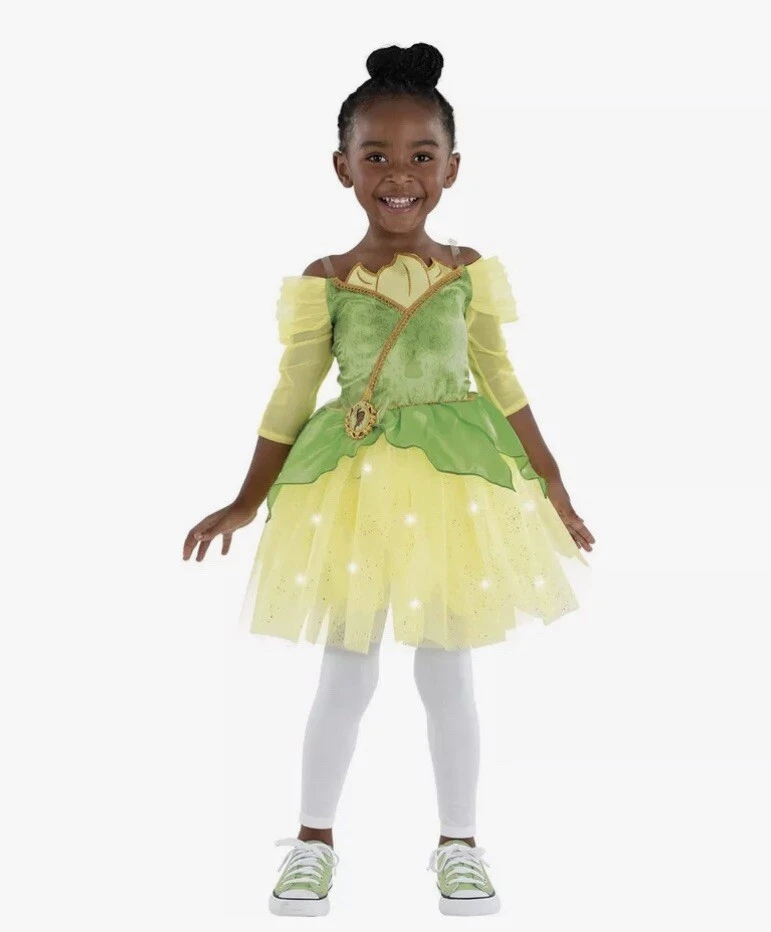 Disney Rana Princesa Tiana Niña LED Disfraz Vestido Niño Talla M (8-10) Nuevo en Paquete Foto 1 de 3