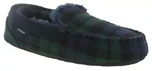 Pantofole mocassino da uomo Farah pelle scamosciata tartan caldo foderato in pelliccia sintetica imbottite piatte - Foto 1 di 6