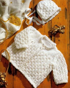 VINTAGE COPY" Baby / Child Clothes Knitting Pattern Jacket & Bonnet 4 & 8 Ply - Picture 1 of 4