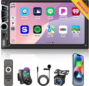 Double Din 7" HD Touchscreen Multimedia Stereo Radio with Rear Cam & Remote - Picture 1 of 9