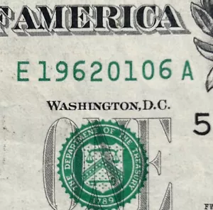 January 6, 1962 Birthday Note Fancy Serial Number $1 Dollar Bill - Picture 1 of 5