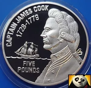 2009 Jersey £5 Pound Captain James Cook & HMS Resolution Ship Silver Proof Coin - Picture 1 of 3