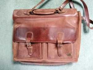 PEGABO ADVENTURE vintage weathered leather bag with Pockets, Buckles And Strap - Picture 1 of 12