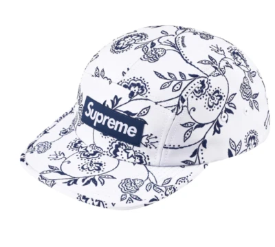 Nueva Gorra de Campamento Supreme Floral Jacquard SS25 Blanca Foto 1 de 2