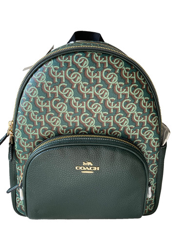 Zaino Coach stampa monongram nero verde nuovo con etichetta